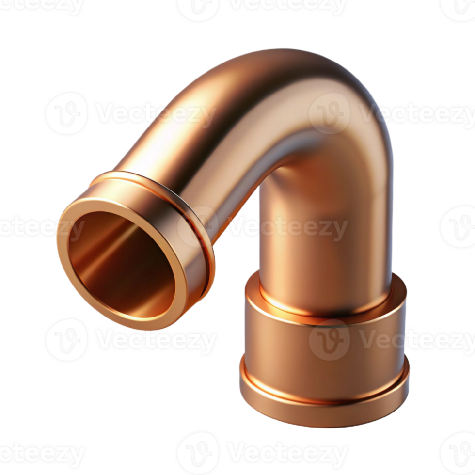 striking abstract Ultra-detailed, photorealistic isolated cutout of a single, copper downspout elbow with Transparent Background impeccable png