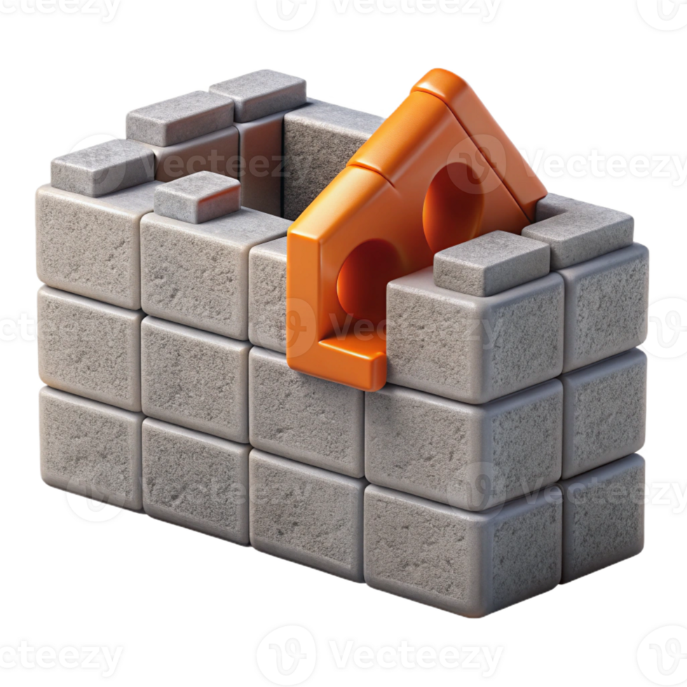 vibrant joyful industrial Concept art style, isolated cutout of a single, self-healing, concrete wall section with Transparent Background detailed png