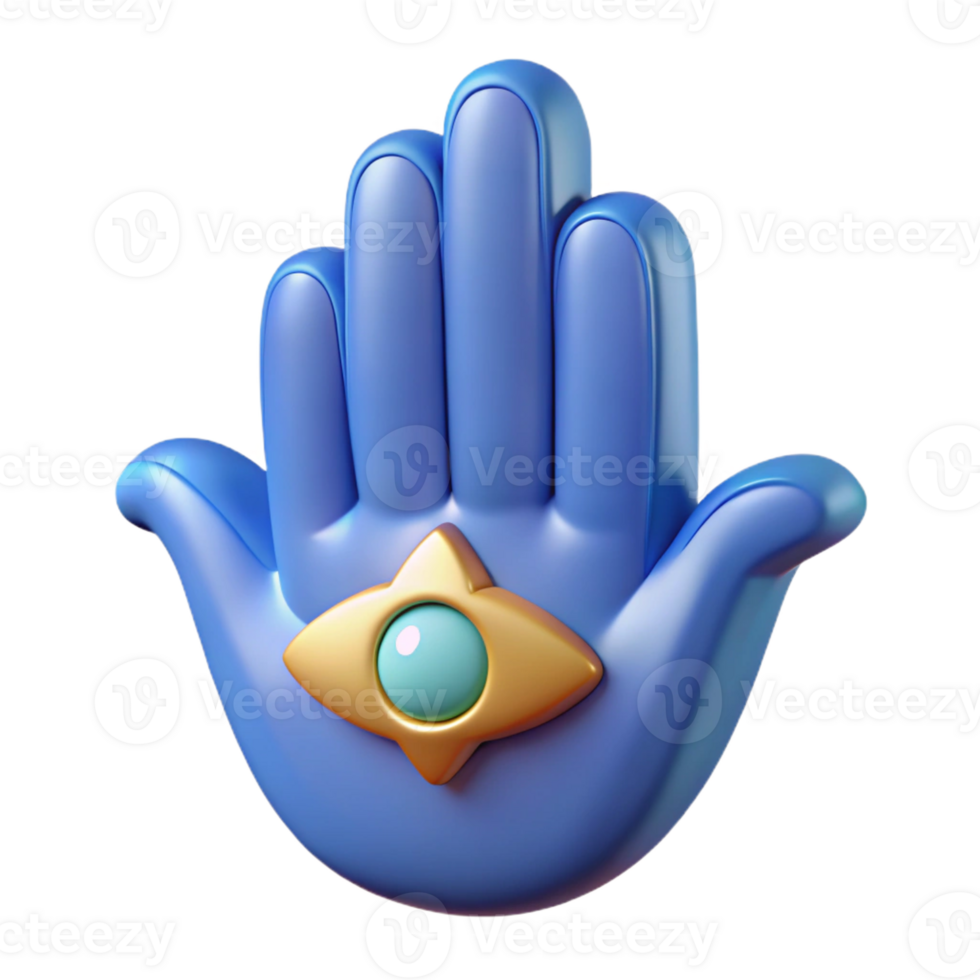 vibrant joyful geometric Hamsa Hand, protective amulet, with Transparent Background studio quality png