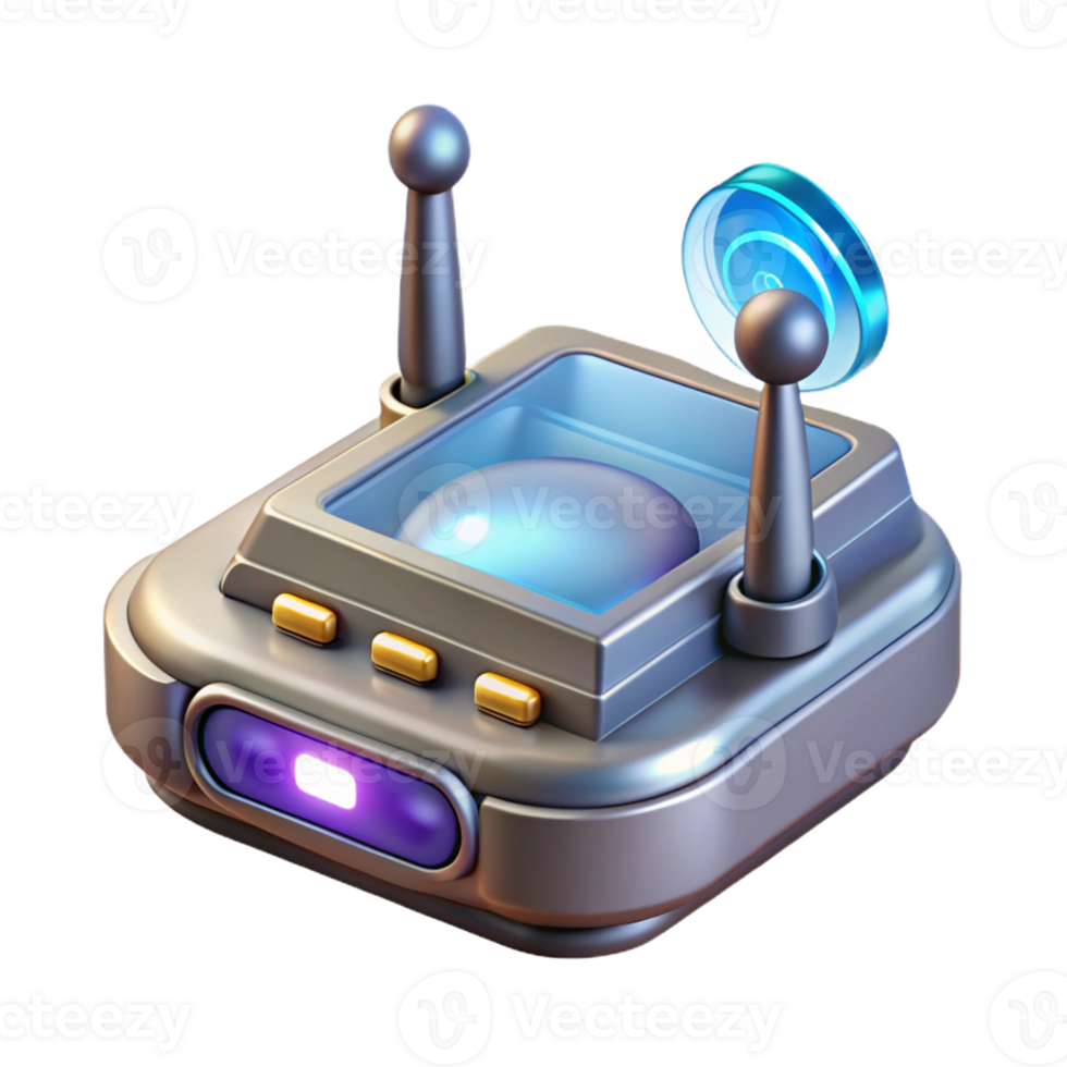 mesmerizing whimsical classic Advanced communication device with holographic display and antenna with Transparent Background authentic png