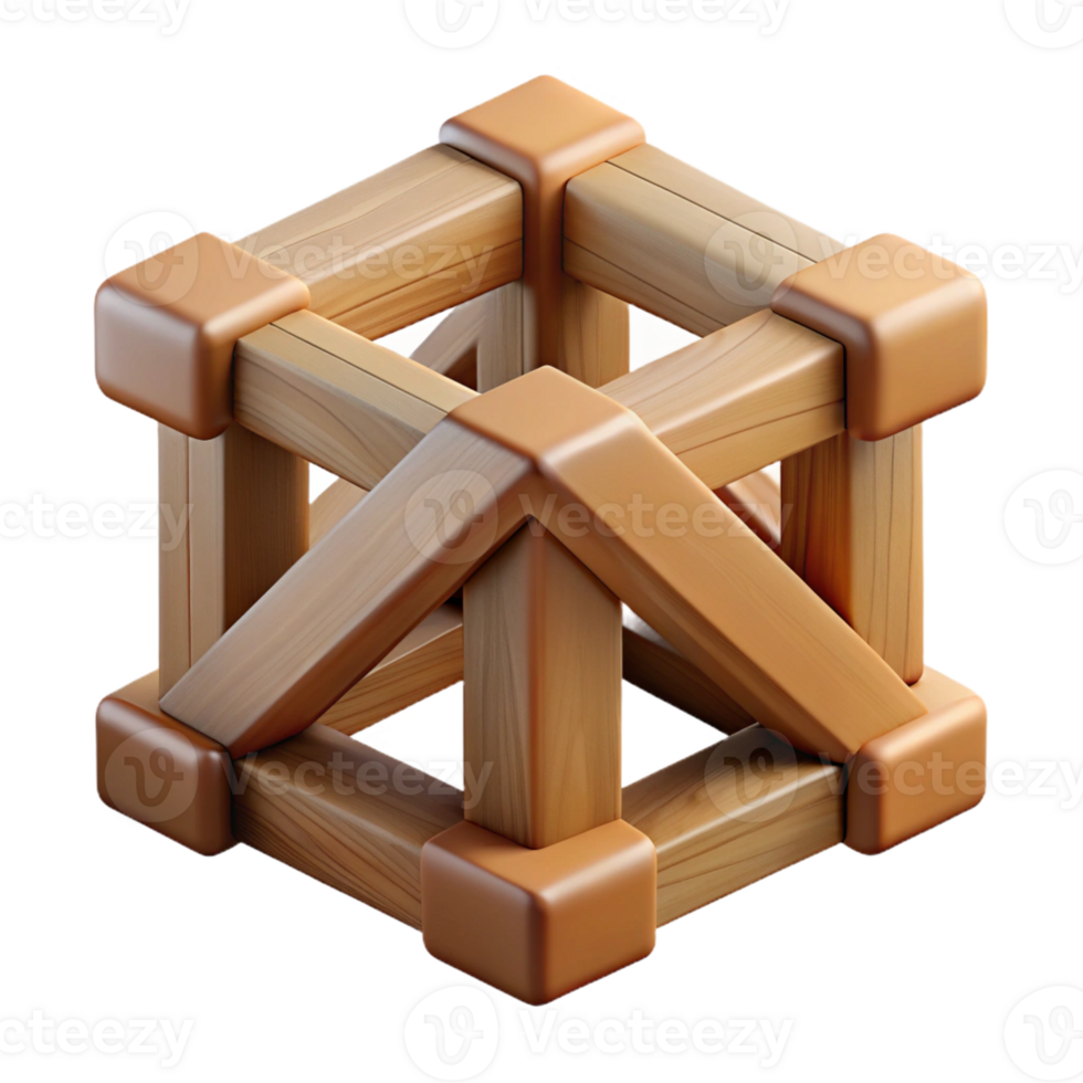 striking exemplary Hyper-specific professional render of a single, Tudor style, oak timber frame joint Isolated cutout with Transparent Background png