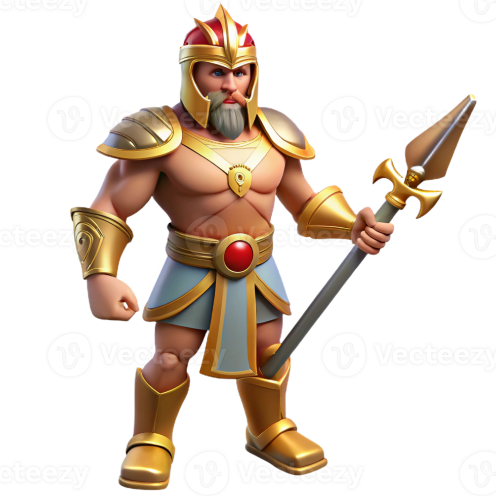 pristine sought-after Ares, God of War, holding a sword, with Transparent Background png