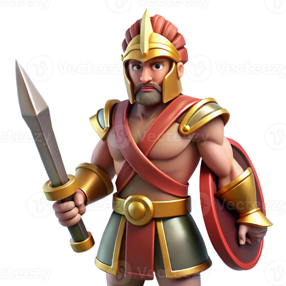 magnificent exemplary Ares, God of War, holding a sword, with Transparent Background png