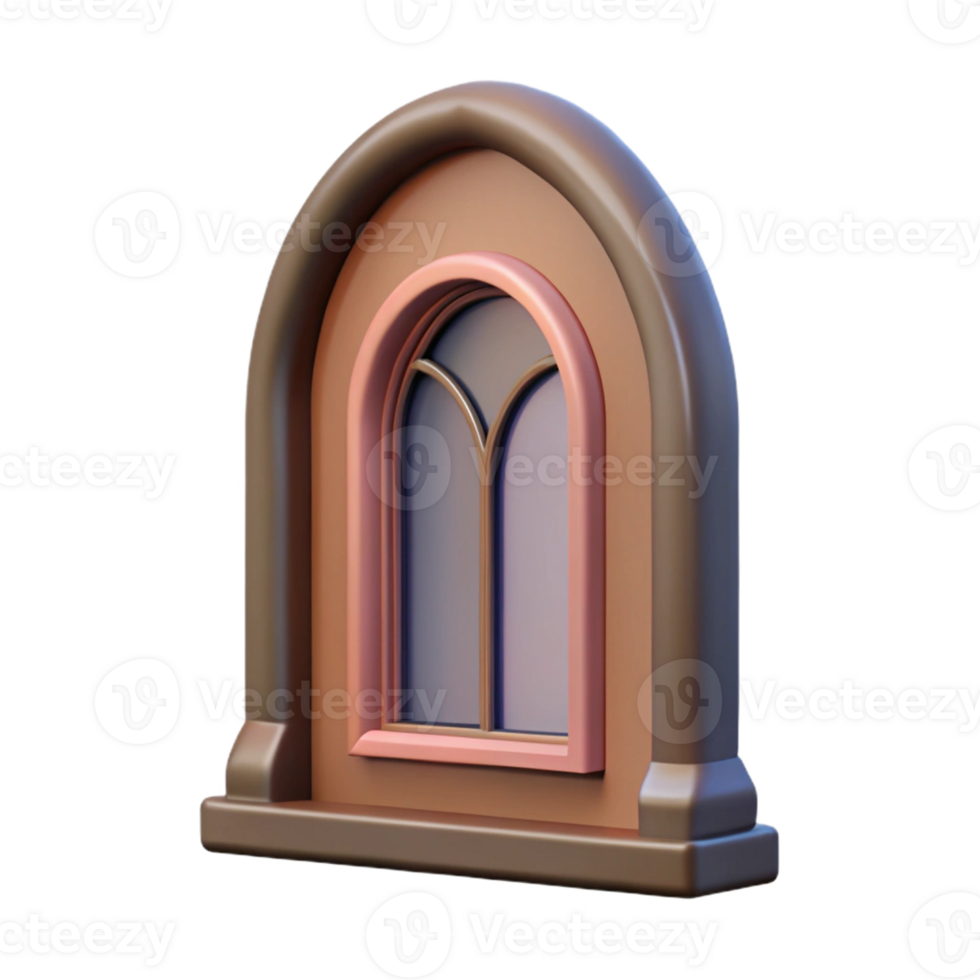 memorable abstract Hyper-specific professional render of a single, Romanesque style, arched window keystone Isolated cutout with Transparent Background 8K png