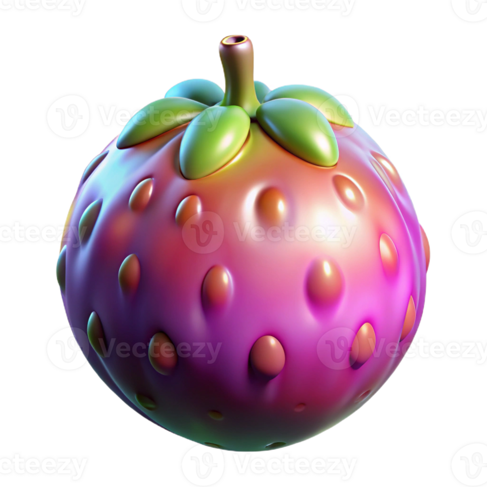 vibrant passionate vintage Photorealistic, ultra-detailed, hyper-specific professional render of a single, bio-engineered alien fruit with iridescent skin with Transparent Background original png