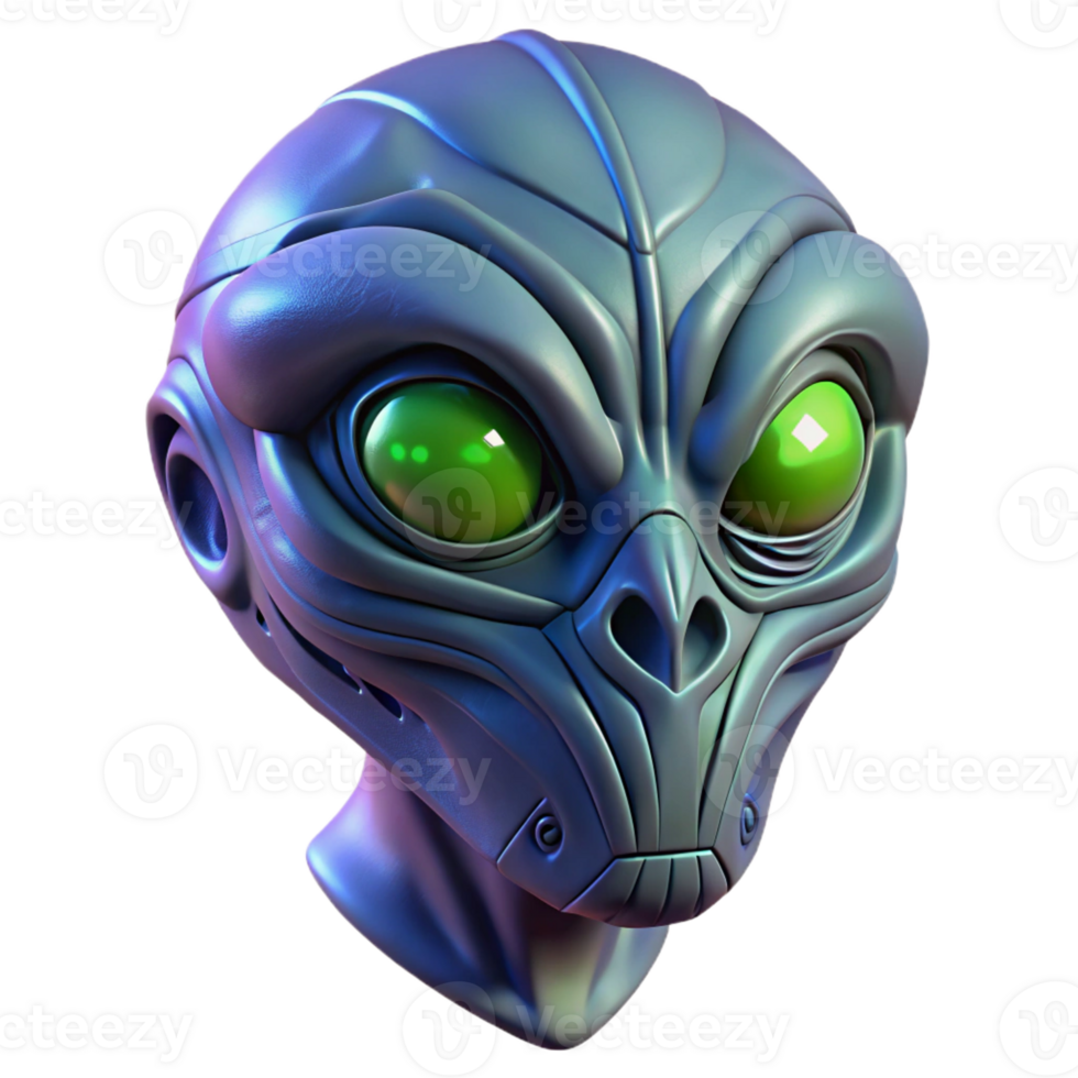 vibrant artistic Alien mask with intricate carvings and glowing eyes with Transparent Background high resolution png