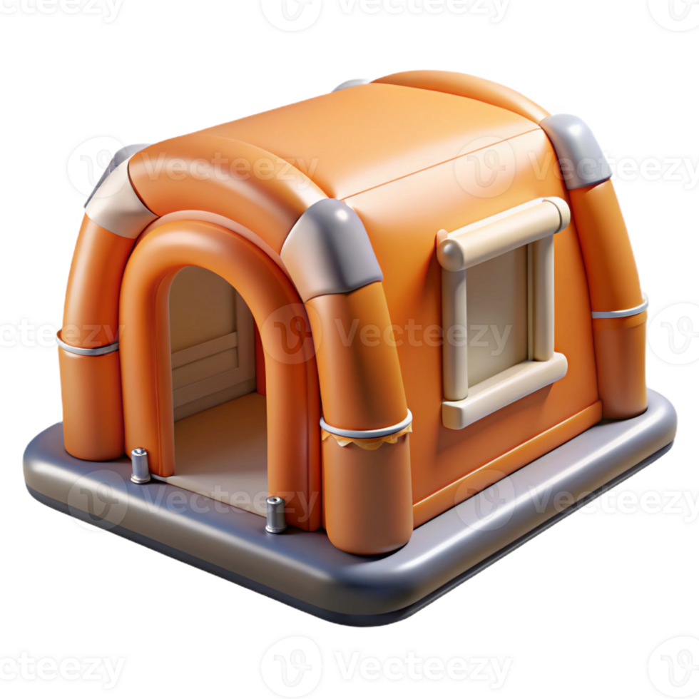 pristine distinctive Concept art style, isolated cutout of a single, inflatable, emergency shelter module with Transparent Background png