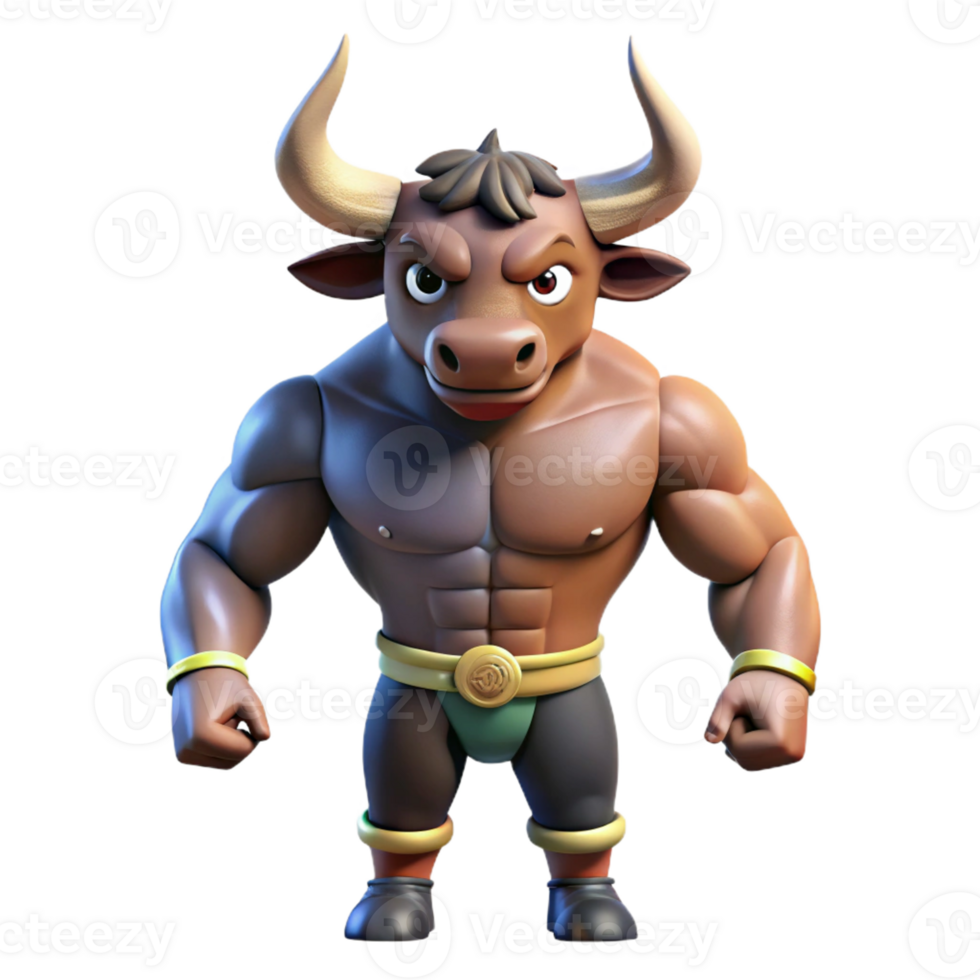 passionate impressive Minotaur, half-bull, half-man, with Transparent Background original png