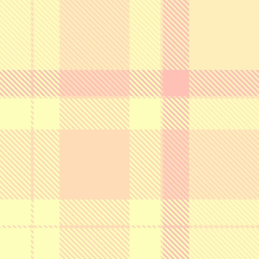 Duvet seamless pattern background, household textile texture check. Diagonal plaid fabric tartan in light and peach puff colors. vector