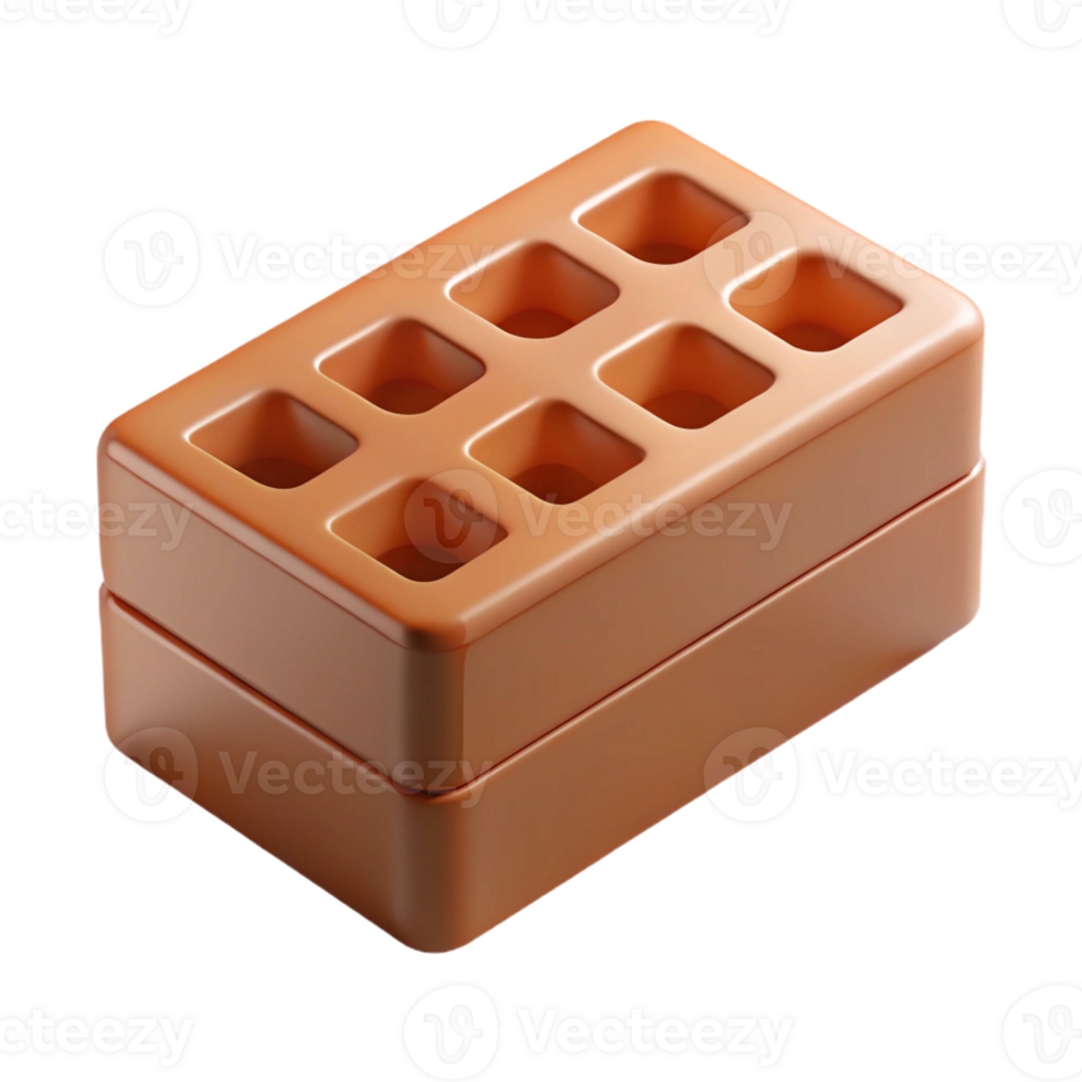 remarkable traditional Ultra-detailed, photorealistic isolated cutout of a single, clay brick with mortar with Transparent Background fine detail png