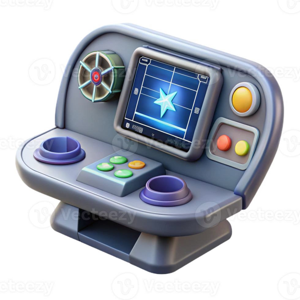splendid celebrated Spaceship navigation console with holographic star chart and controls with Transparent Background png