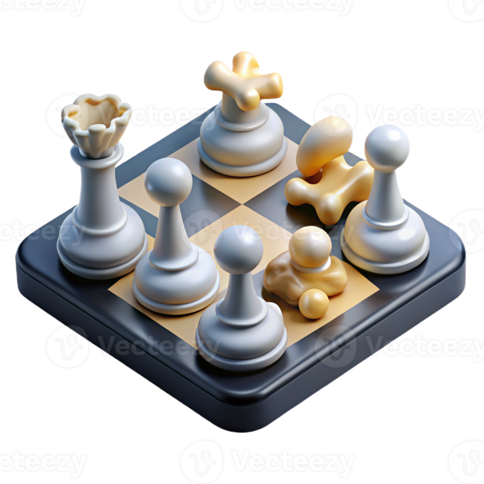 spectacular unparalleled Ultra-detailed, professional render of a levitating chessboard with pieces made of human bones with Transparent Background png