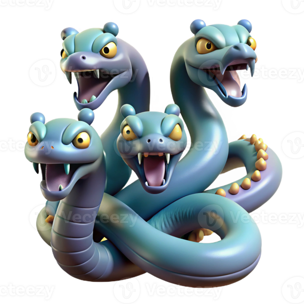 unforgettable modern Hydra, multi-headed serpent, with Transparent Background top-tier png