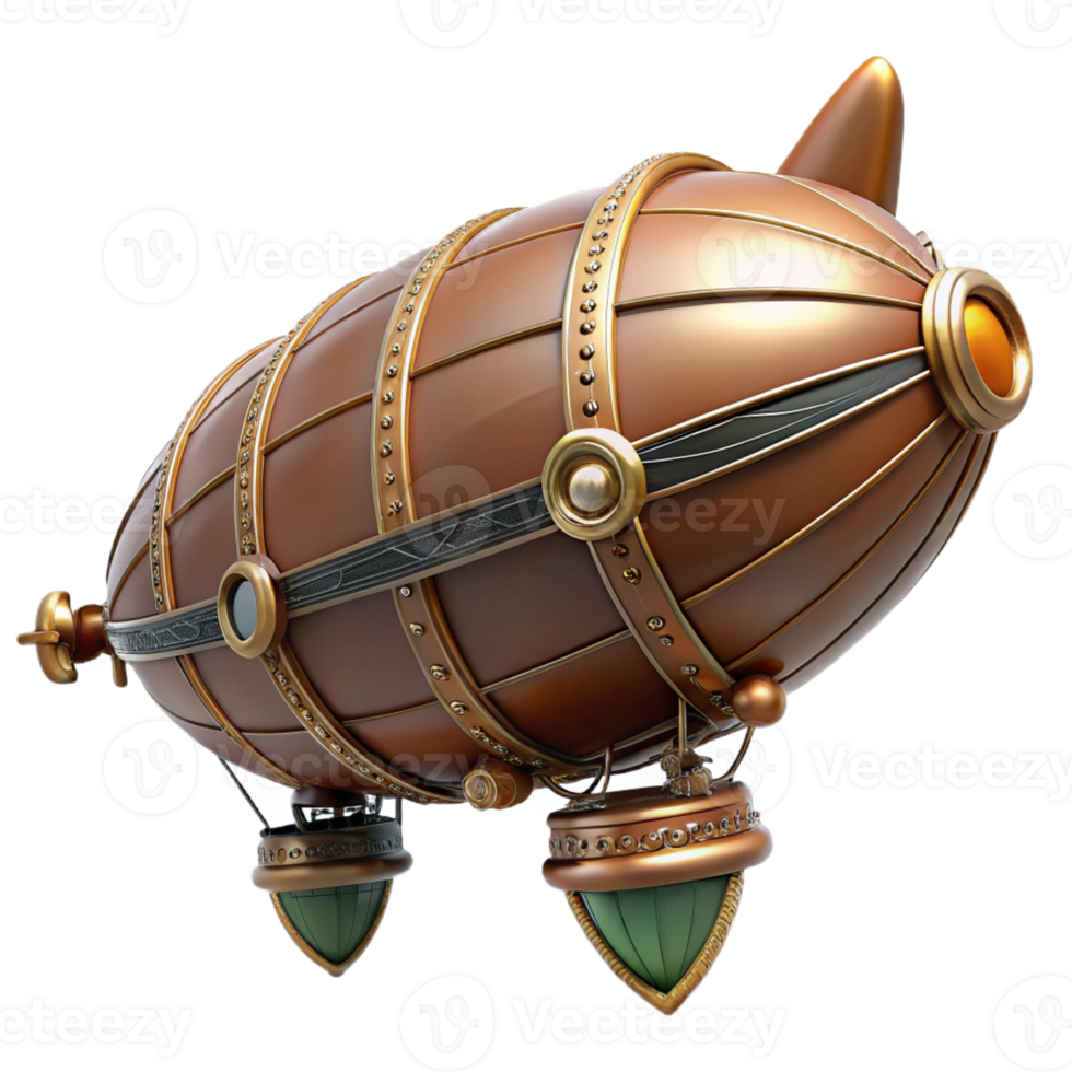 signature renaissance Steampunk dirigible miniature model with intricate details with Transparent Background sharp png