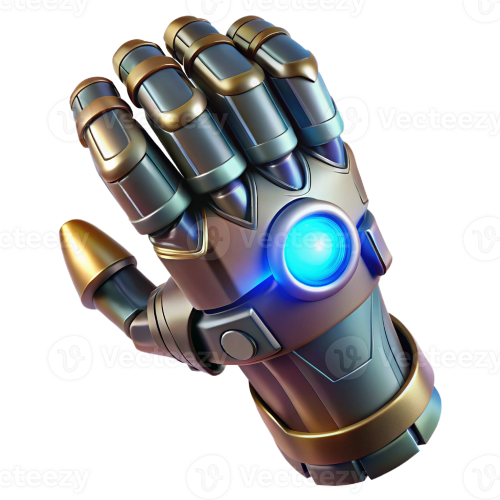 sumptuous exemplary Power armor gauntlet with glowing energy conduits and articulated fingers with Transparent Background png