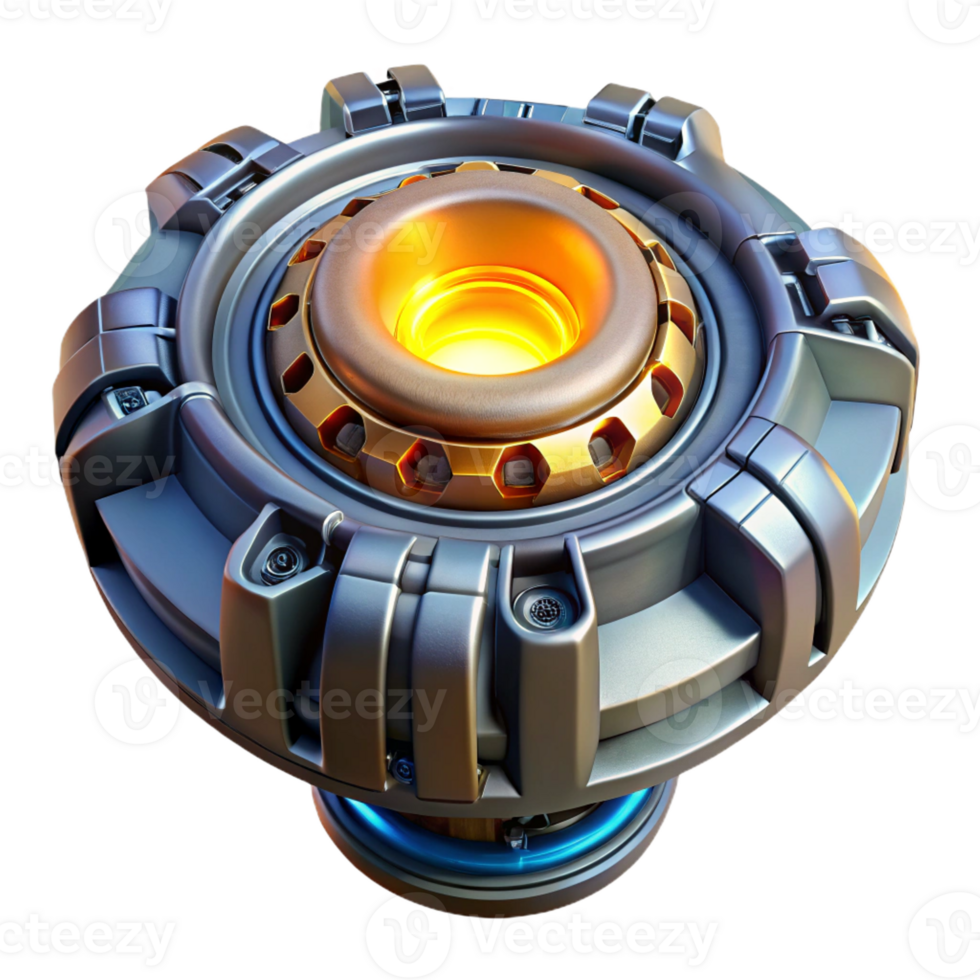 striking minimalist Spaceship engine core with glowing energy source and intricate details with Transparent Background luxury png