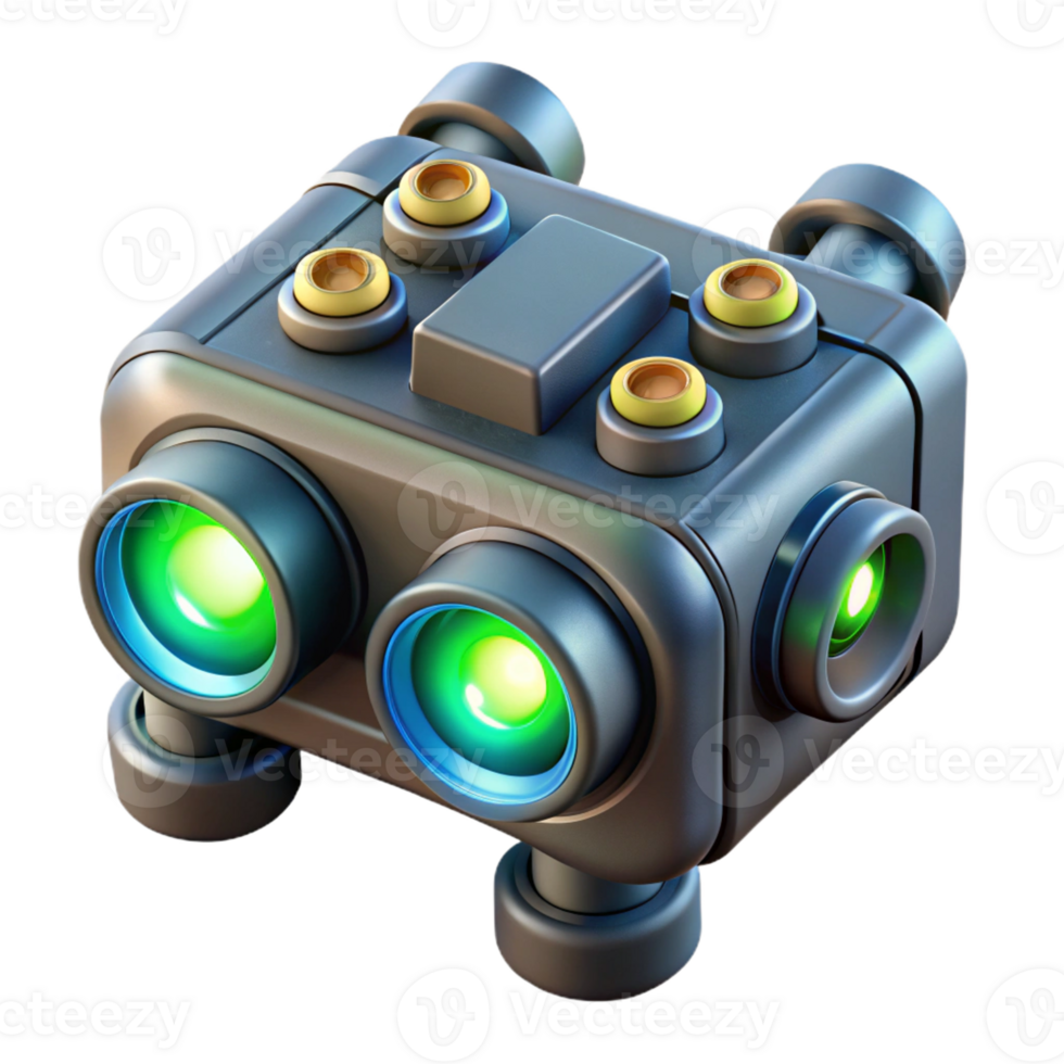 notável gótico avançado sensor matriz com múltiplo lentes e brilhando indicadores com transparente fundo 8k png
