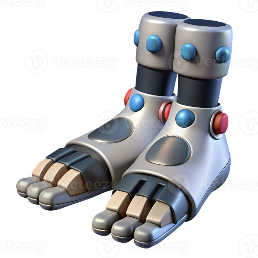pristine playful industrial Robot foot with articulated toes and magnetic grip pads with Transparent Background artisan png