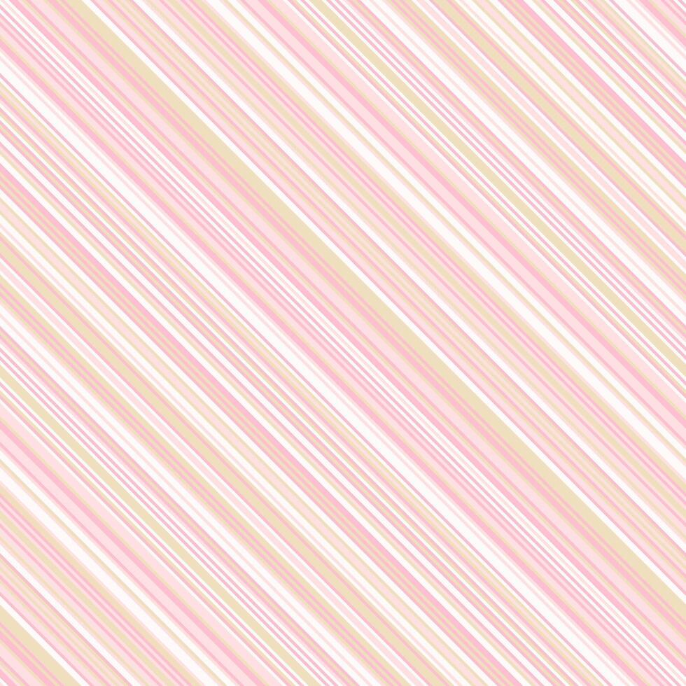 Elegant diagonal stripes in soft pink, beige, and white create a delicate and versatile background perfect for websites, packaging, or textile designs. vector