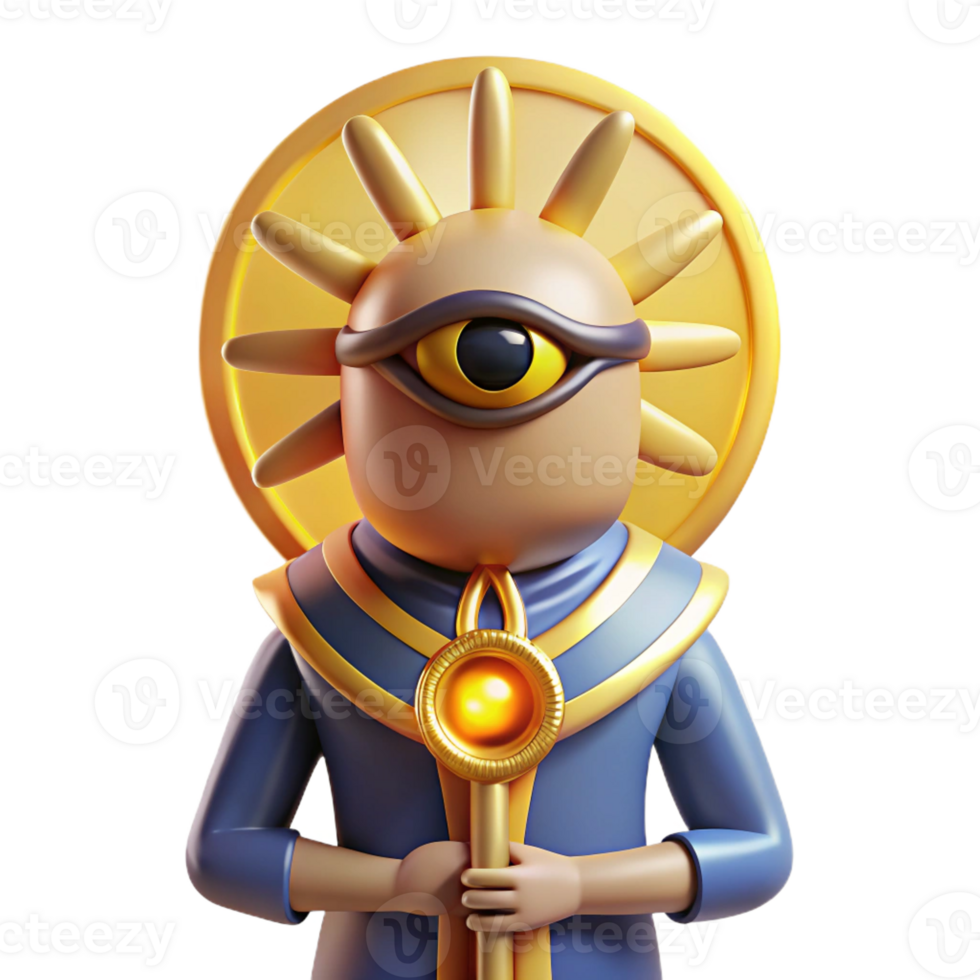 quintessential mid-century Ra, Egyptian sun god, with Transparent Background exclusive png