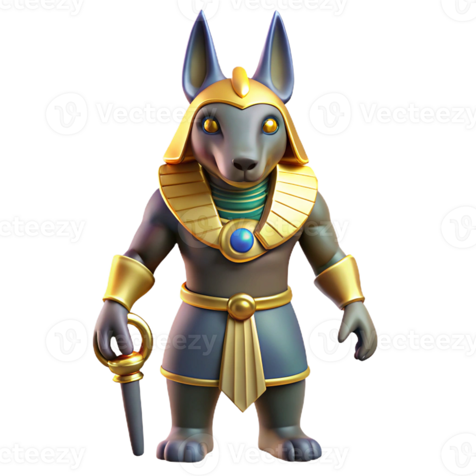 standout retro Anubis, Egyptian god of the dead, jackal-headed, with Transparent Background flawless png