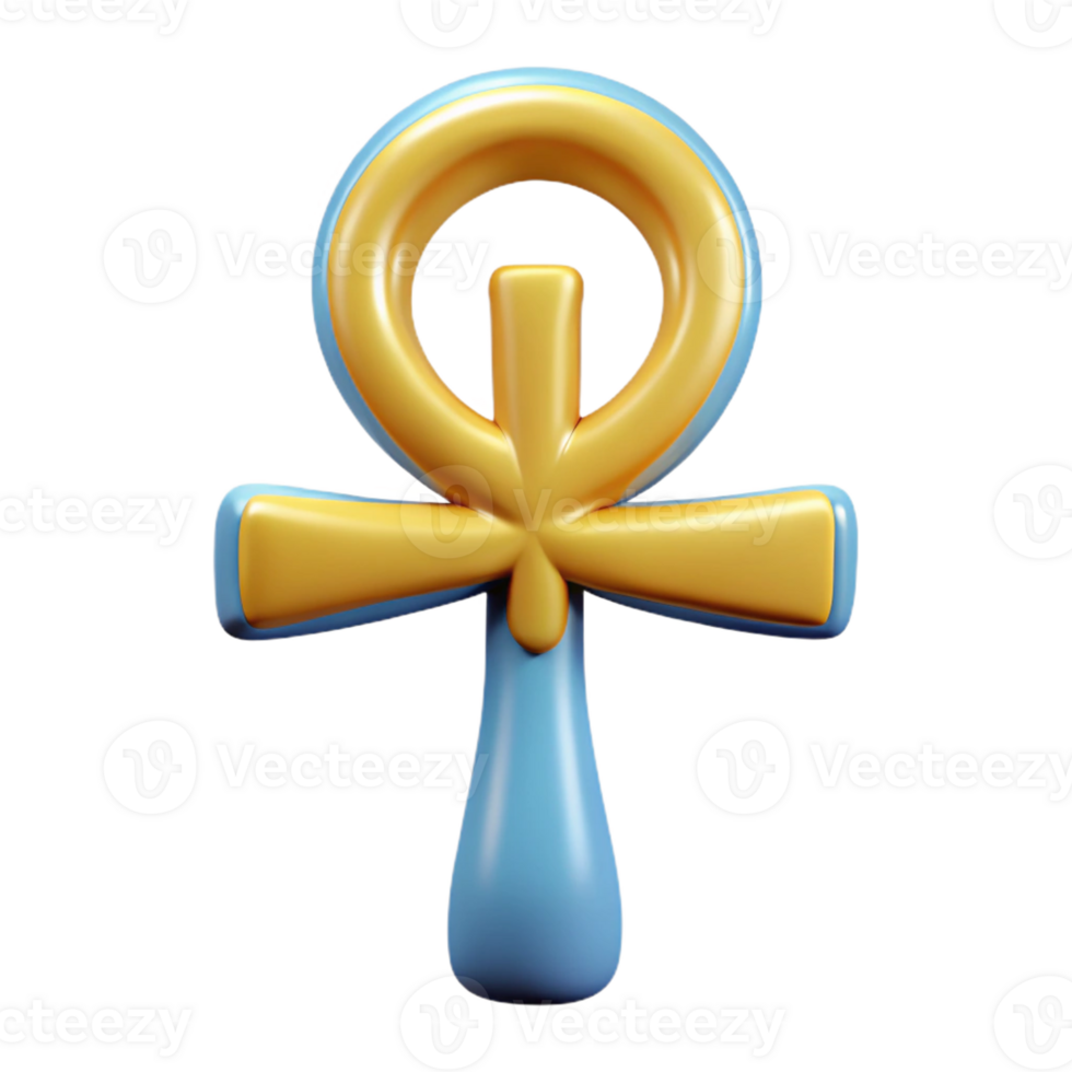 memorable modern Ankh, Egyptian symbol of life, with Transparent Background studio quality png