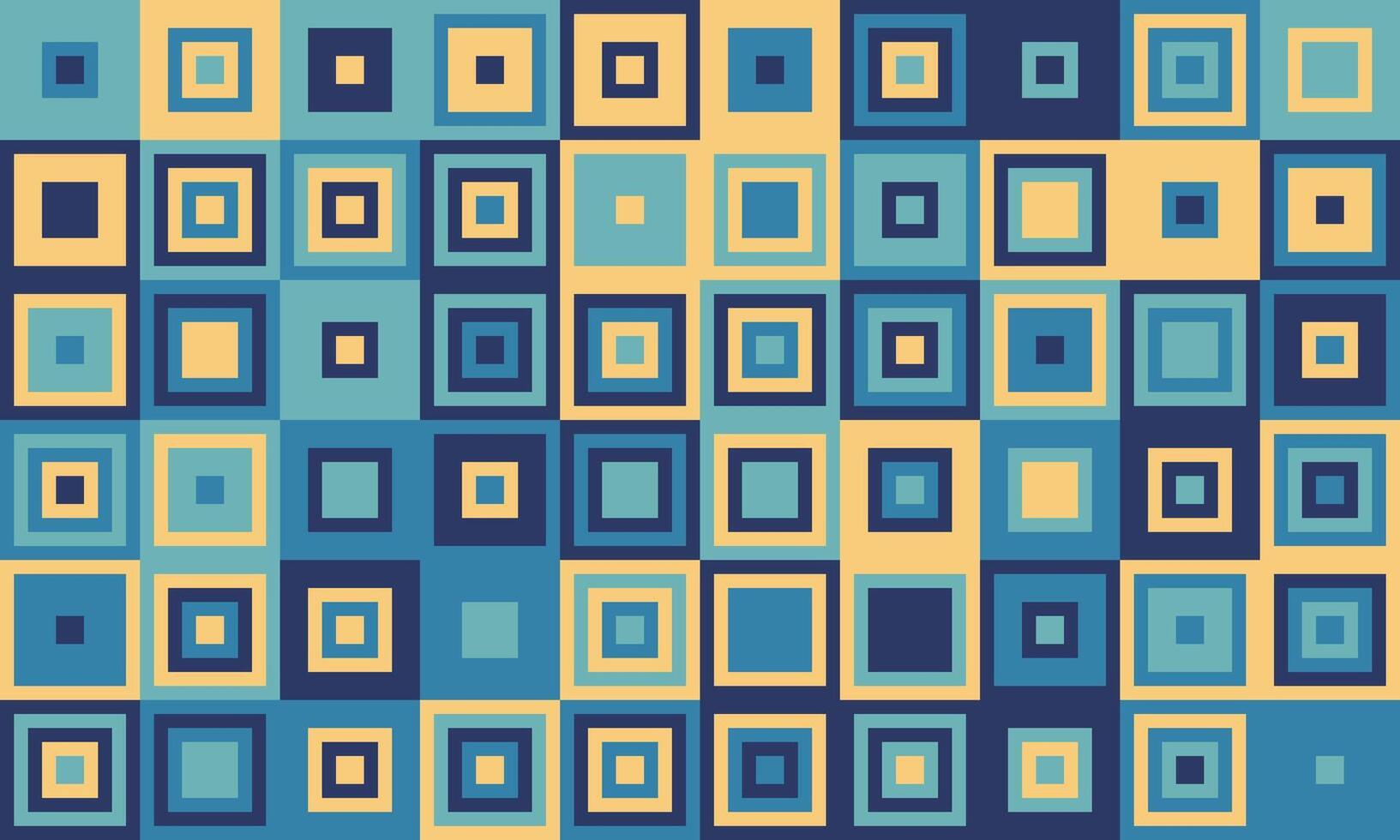 Abstract geometric pattern featuring a vibrant mosaic of squares in shades of blue and beige. vector
