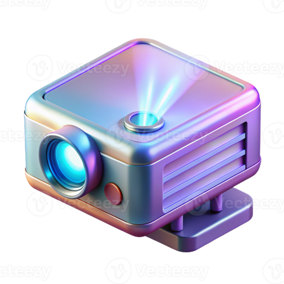 mesmerizing melancholic contemporary Holographic projector emitting a glowing D image with Transparent Background impeccable png