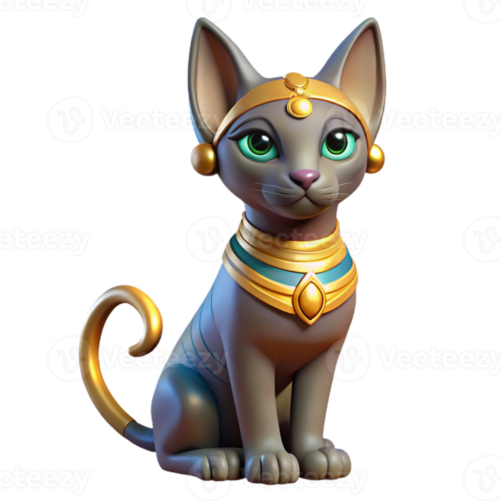 energetic enchanting Bastet, Egyptian cat goddess, with Transparent Background top-tier png