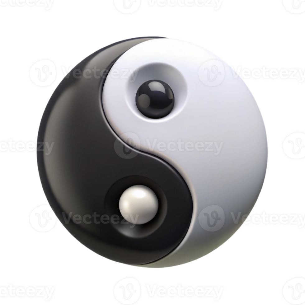 picturesque impressionist Yin Yang symbol, Taoist philosophy, with Transparent Background detailed png