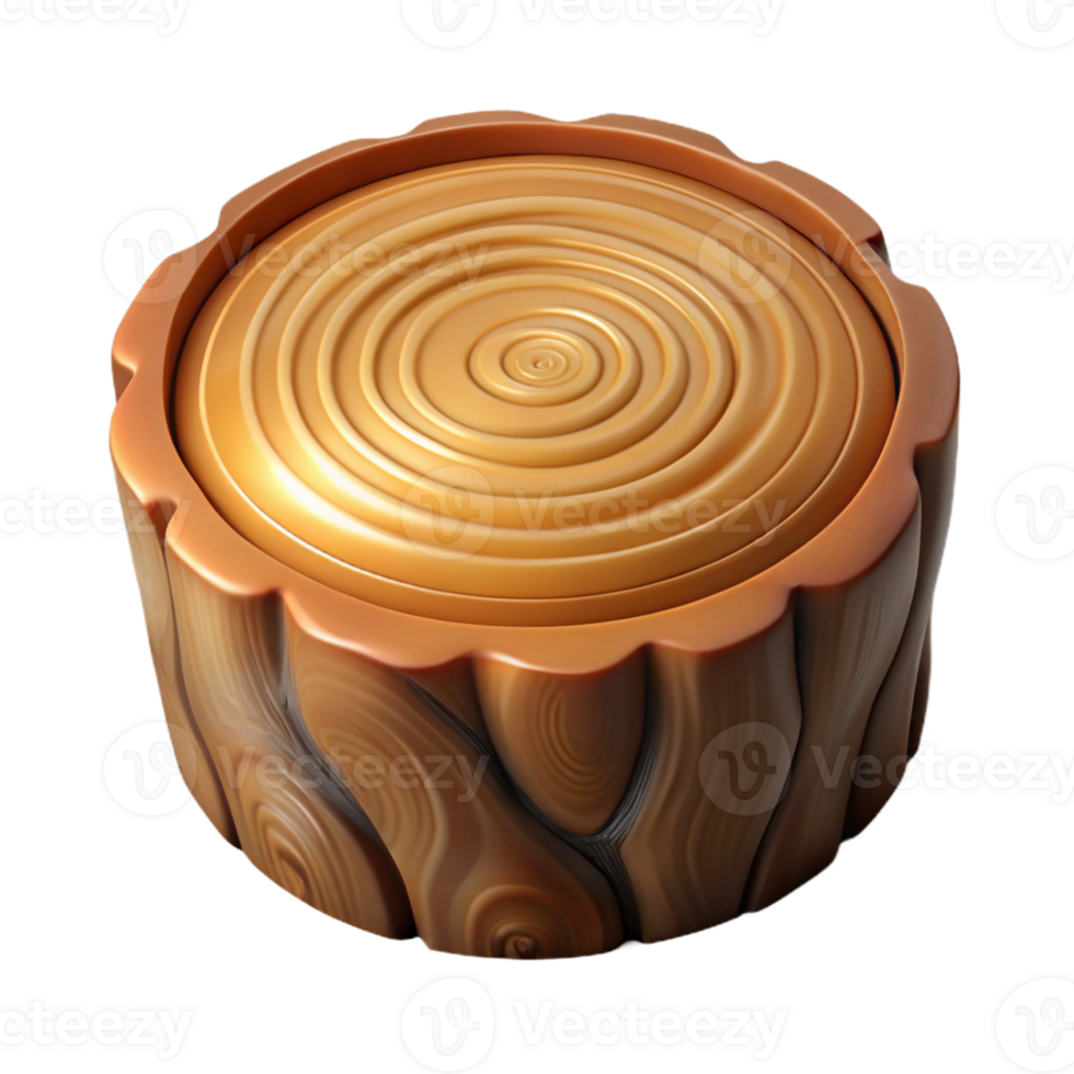 sought-after elegant Photorealistic, ultra-detailed, professional render of a single, cross-section of a tree trunk showcasing growth rings Isolated cutout with Transparent Background professional png