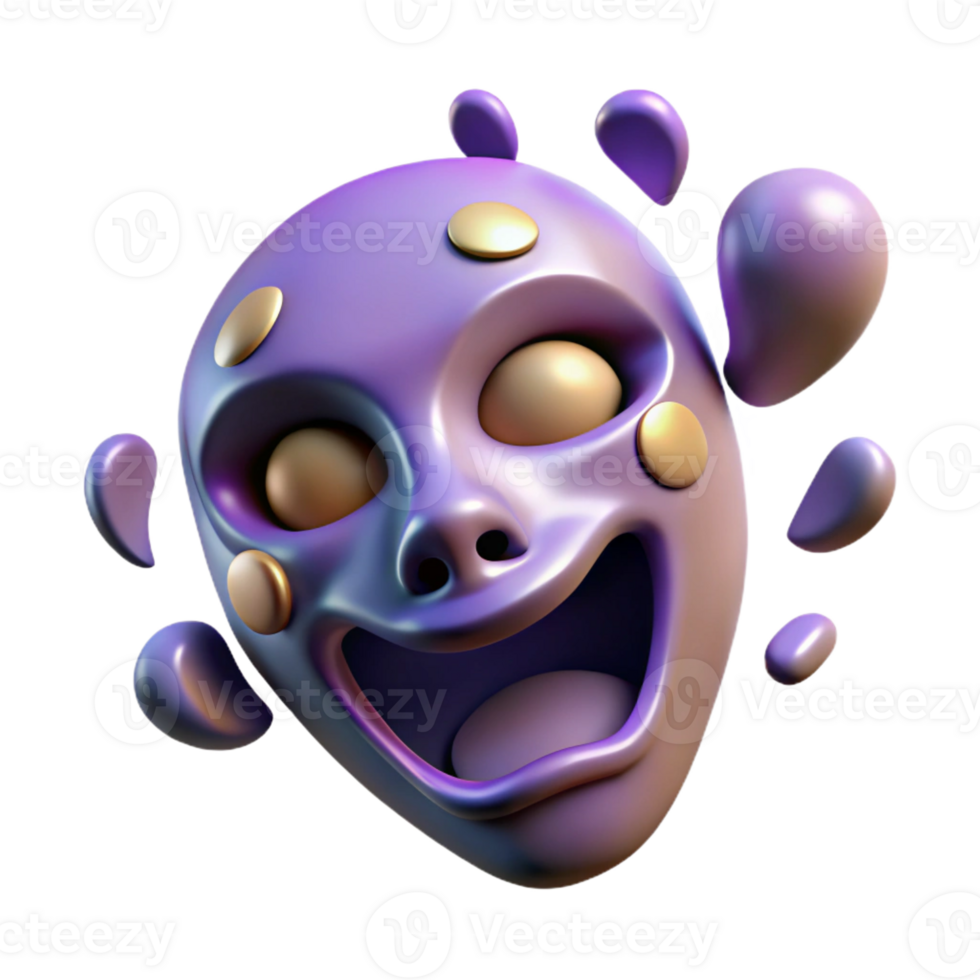 signature coastal Ultra-detailed, professional render of a floating mask with features constantly shifting and changing with Transparent Background high resolution png