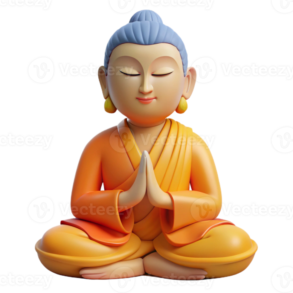 whimsical serene Buddha statue, meditating, with Transparent Background masterfully captured png