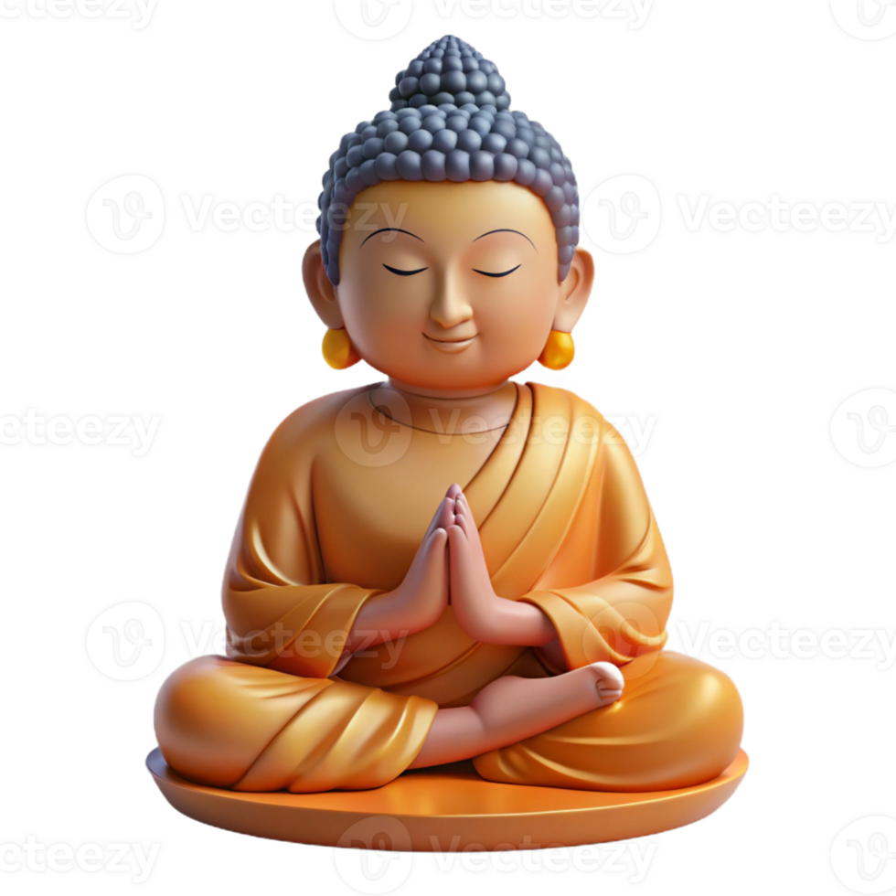 signature geometric Buddha statue, meditating, with Transparent Background high quality png