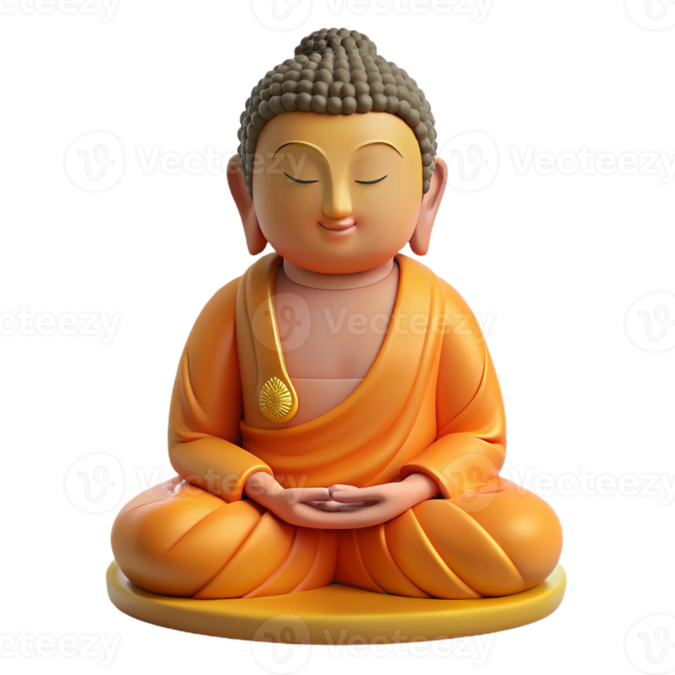 stunning art deco Buddha statue, meditating, with Transparent Background museum quality png