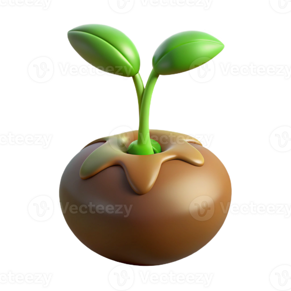 splendid memorable Hyper-specific, photorealistic, isolated cutout of a single, germinating seed with emerging sprout and root with Transparent Background png