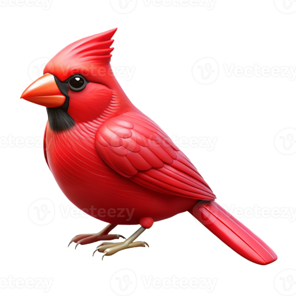serene celebrated A perched red cardinal bird, with Transparent Background png