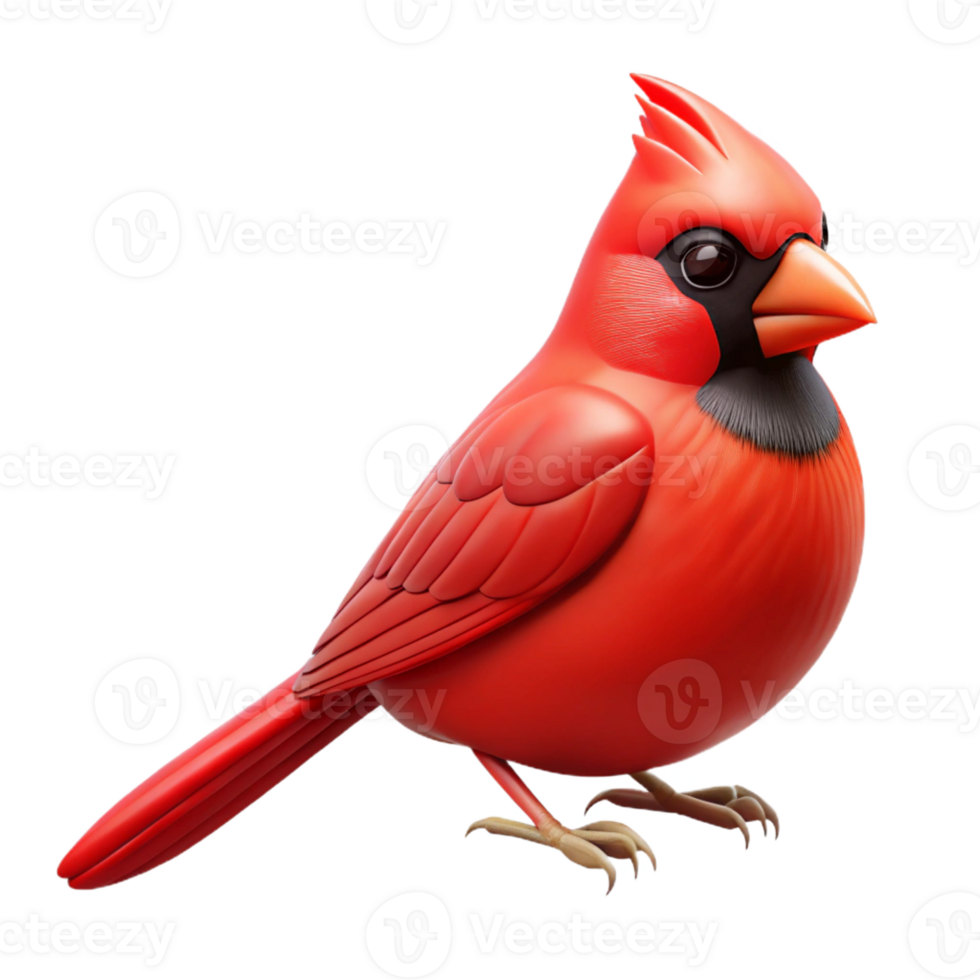 whimsical immaculate A perched red cardinal bird, with Transparent Background elite png
