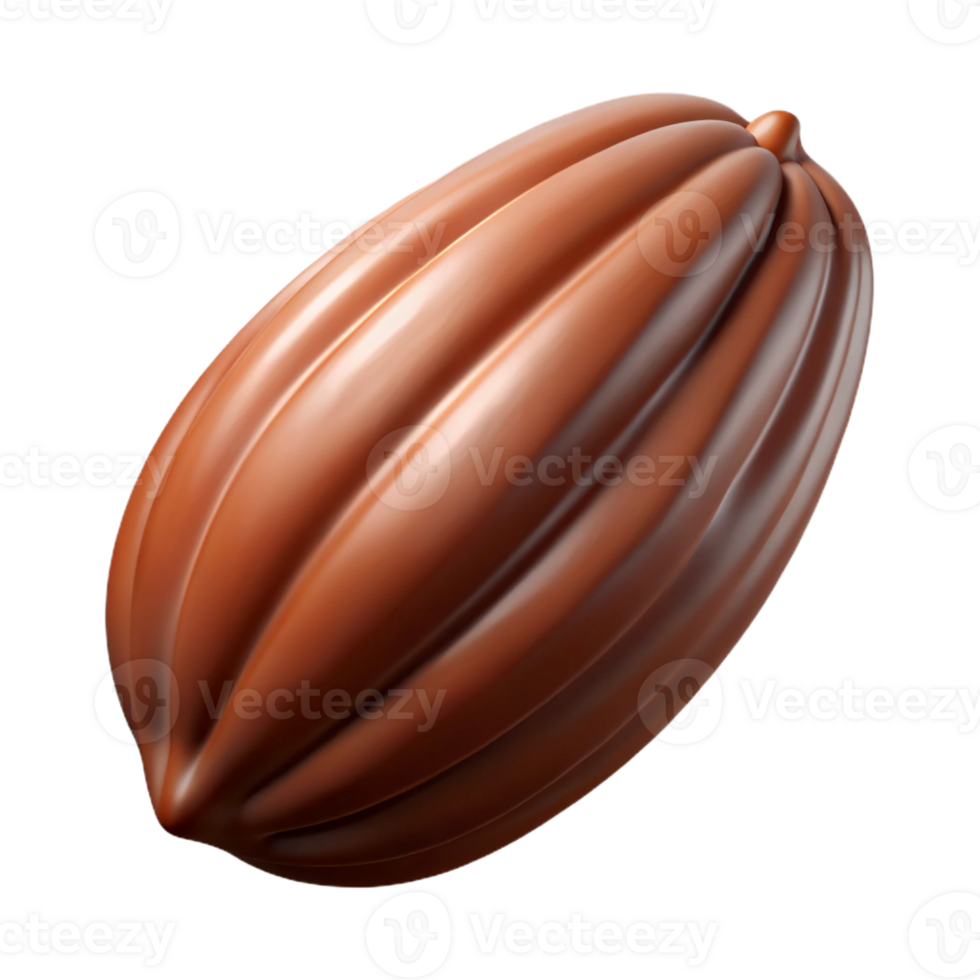sumptuous baroque Concept art style ultra-detailed isolated cutout of a single cocoa pod, brown and textured, with Transparent Background museum quality png