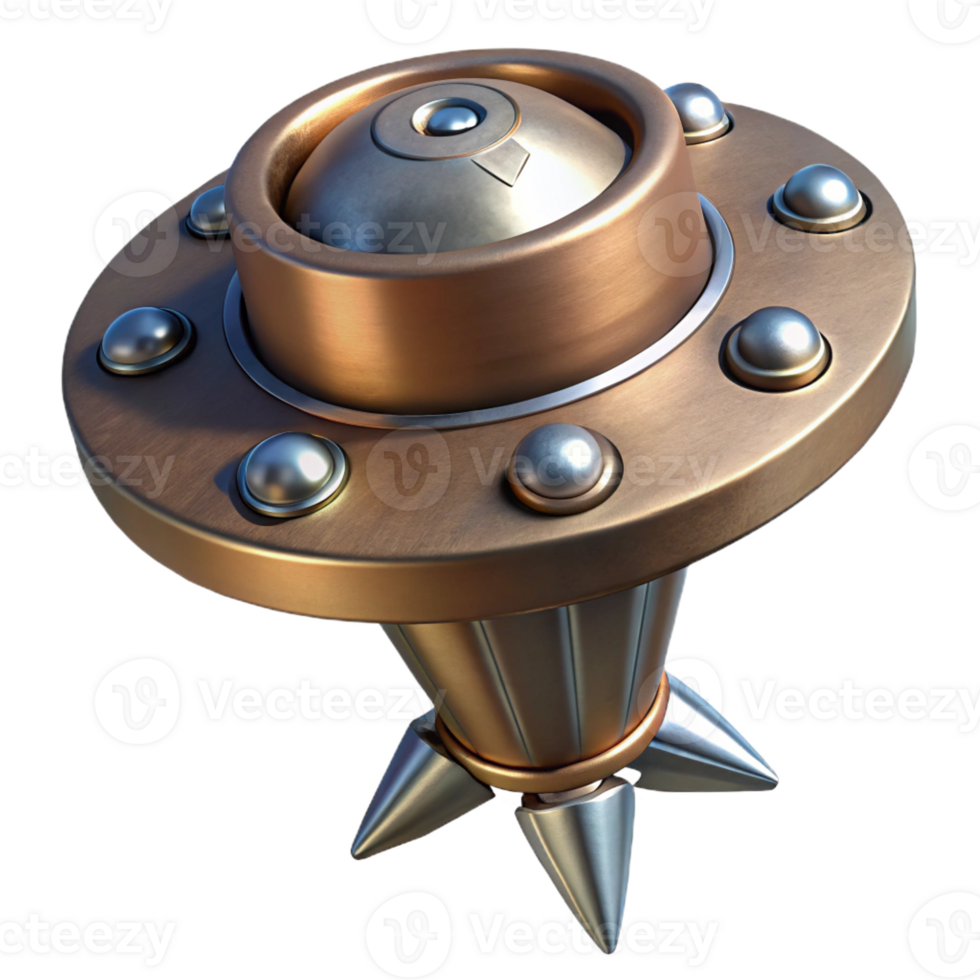 splendid exceptional Steampunk rivet with large head and steel finish with Transparent Background png