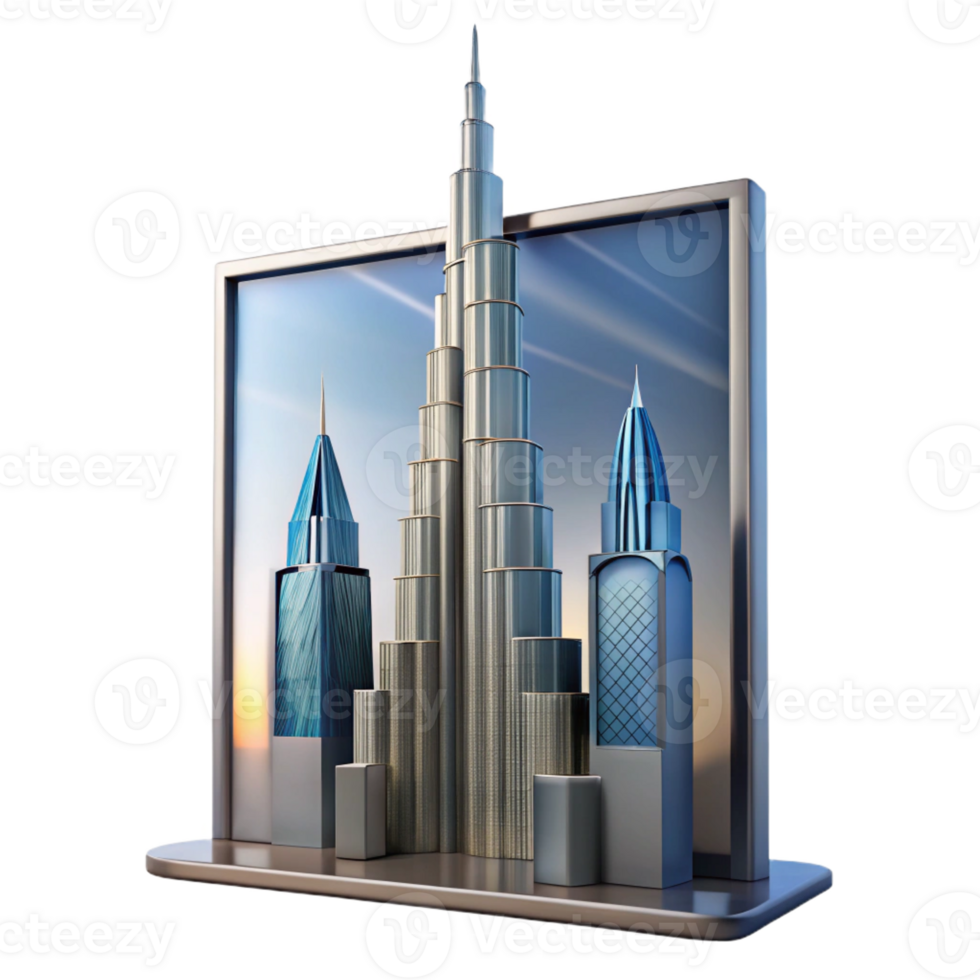 sought-after urban Burj Khalifa skyscraper facade panel, with Transparent Background artisan png