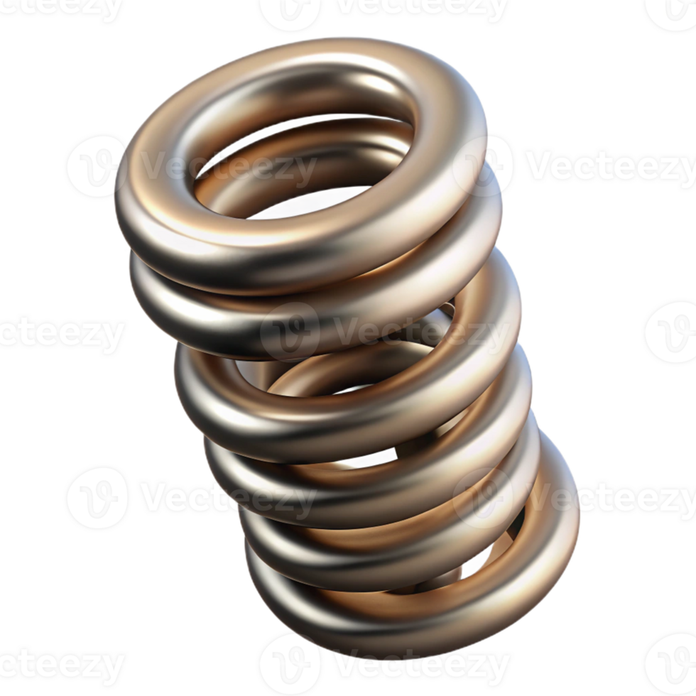 pristine mid-century Steampunk spring with tight coils and steel finish with Transparent Background professional png