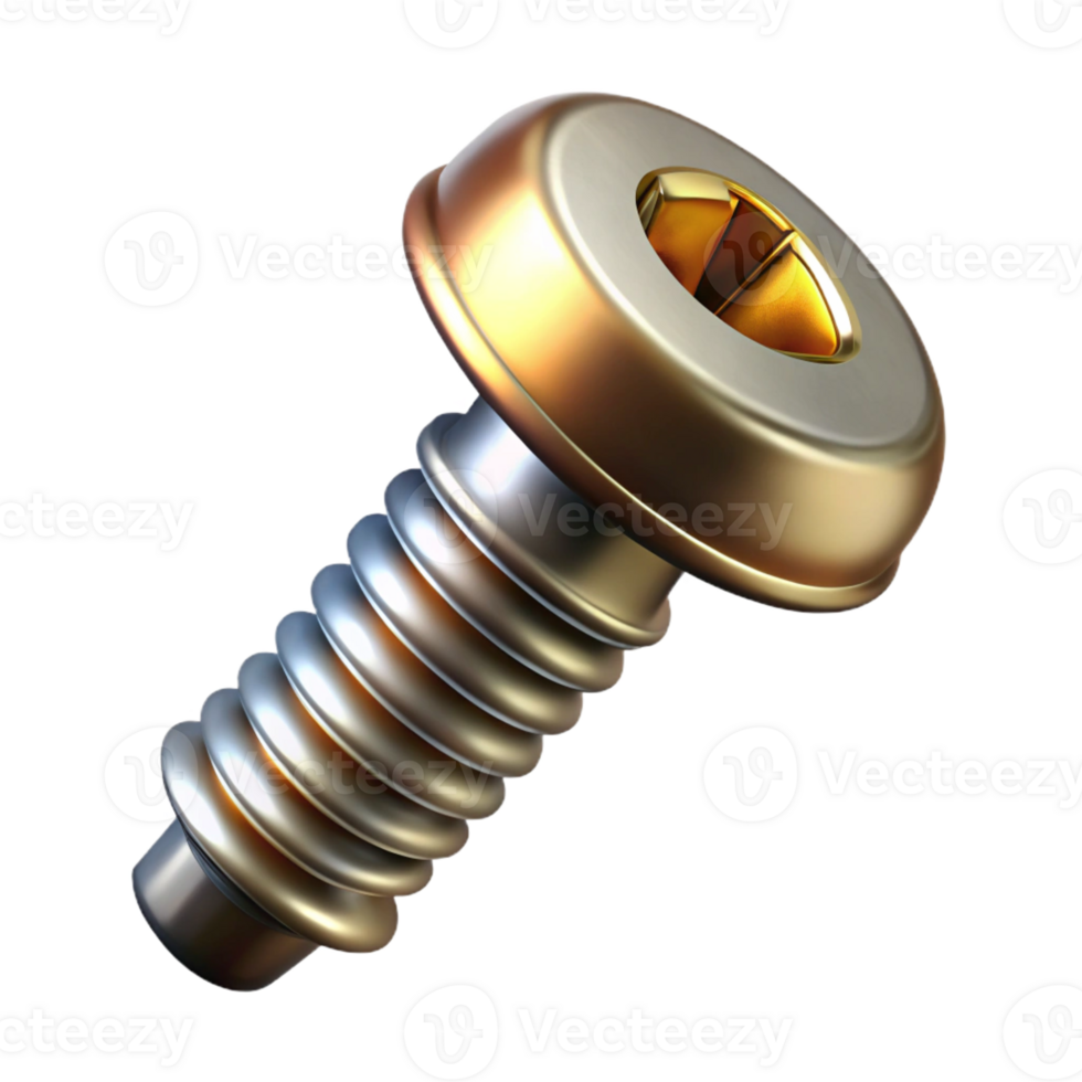 hypnotic signature Steampunk screw with slotted head and steel finish with Transparent Background png