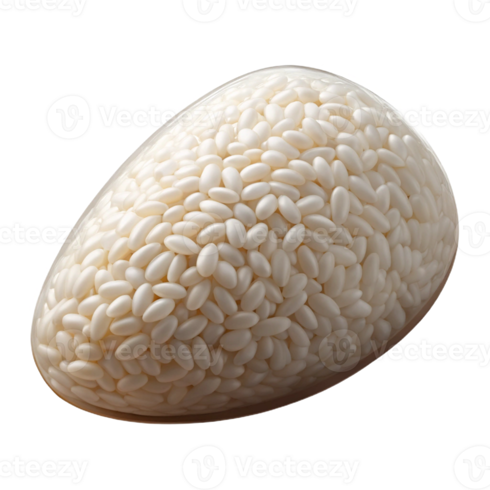 quintessential gothic Professional render hyper-specific image of a single grain of rice, white and polished, with Transparent Background artisan png