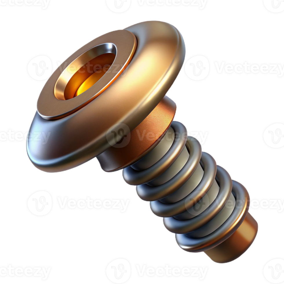 stunning nordic Steampunk screw with slotted head and steel finish with Transparent Background original png