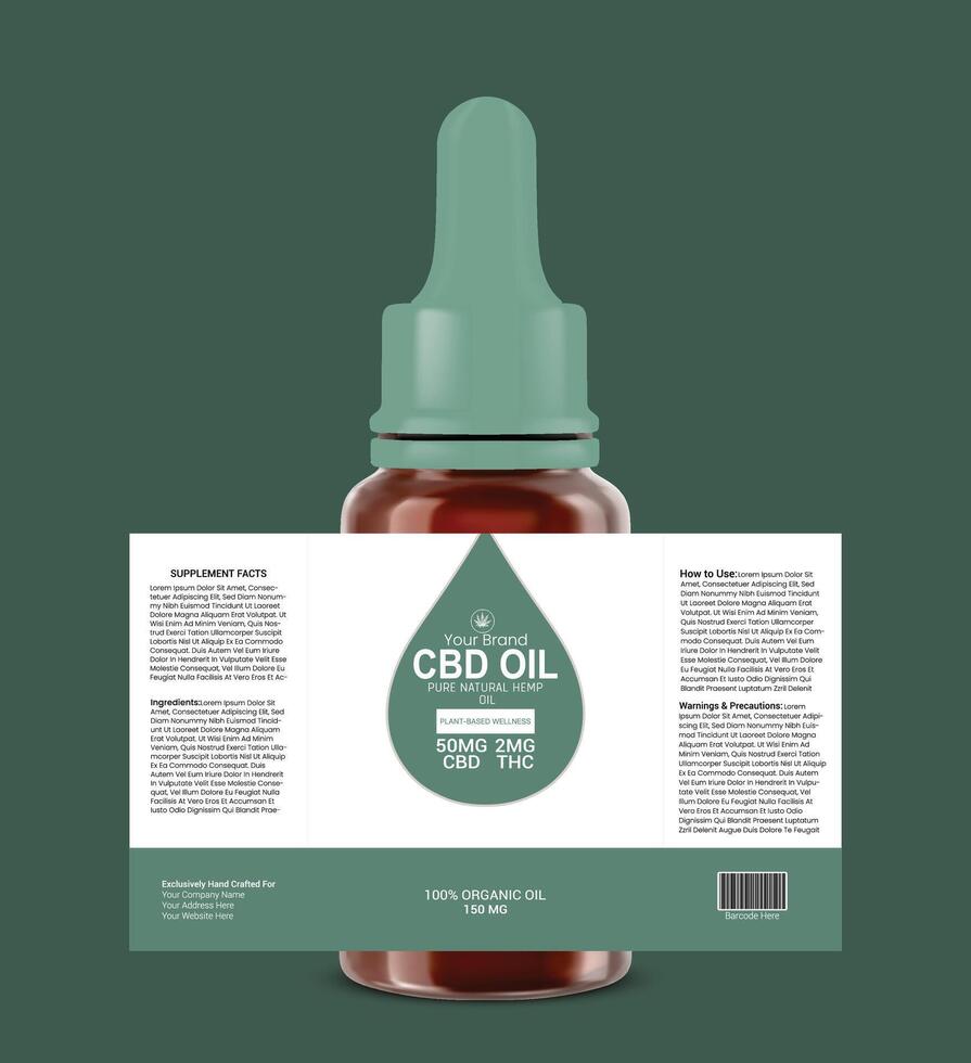 CBD Oil Bottle Label Template vector