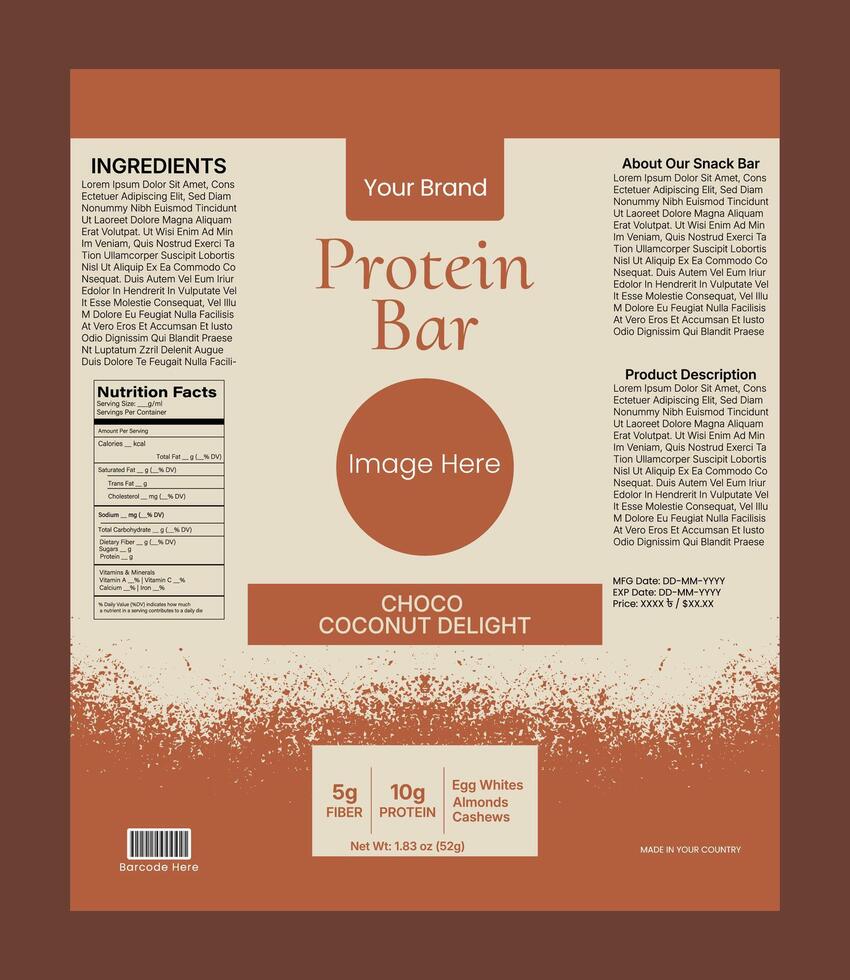 Protein Bar Label Template vector