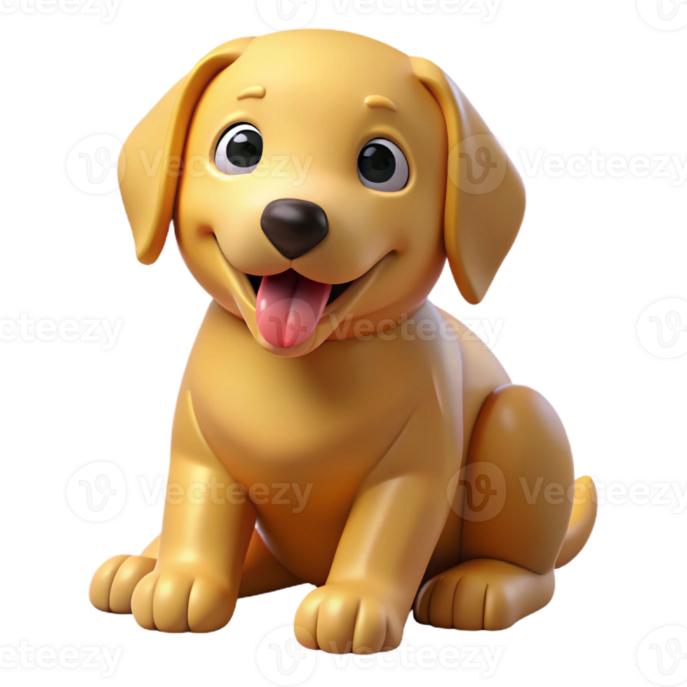 pristine reflective tropical A playful golden retriever puppy, sitting, tilting head with Transparent Background flawless png