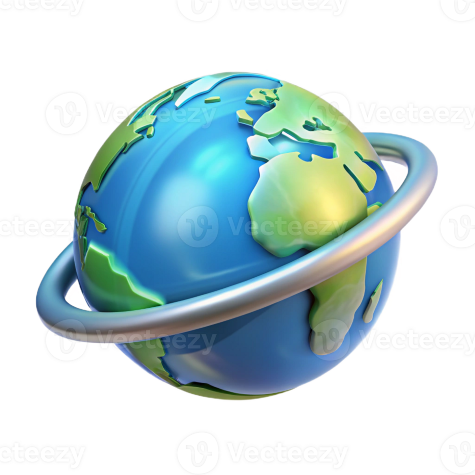standout surreal Concept art style, isolated cutout of a holographic projection of the Earth rotating with Transparent Background detailed png