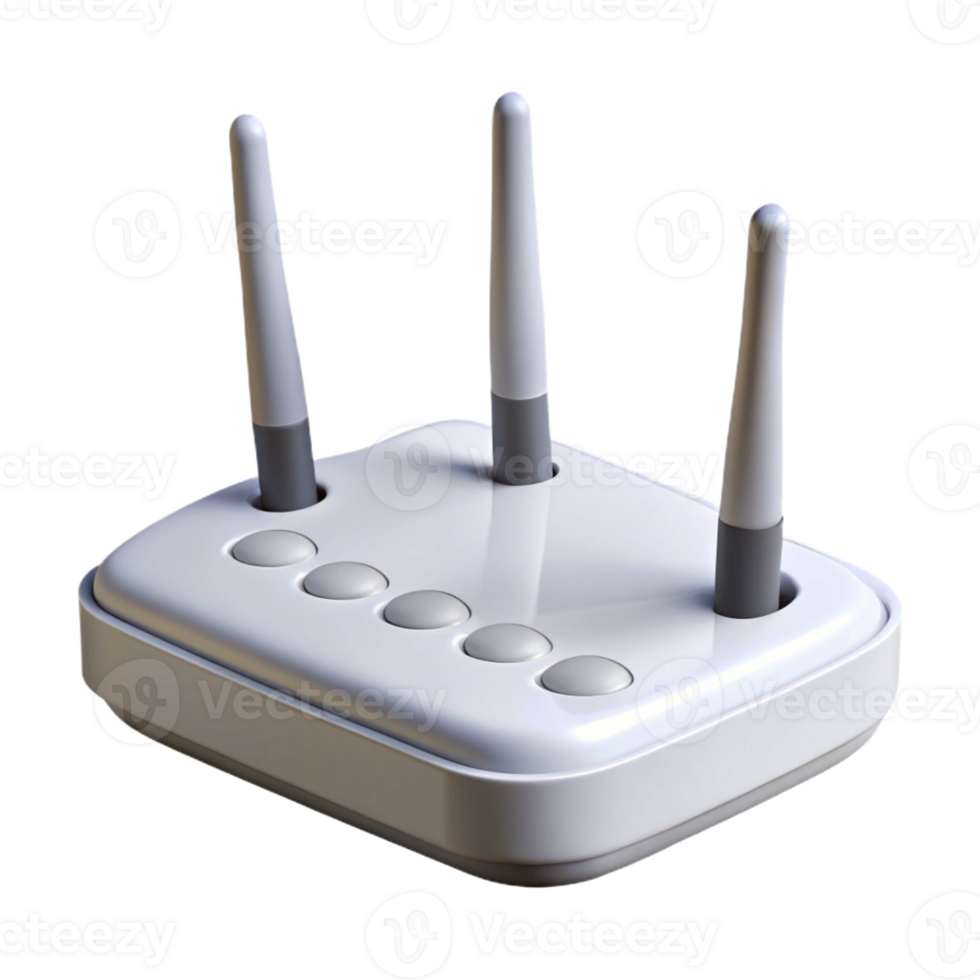 playful breathtaking Hyper-specific, professional render of a modern, white wireless router with multiple antennas with Transparent Background professional png